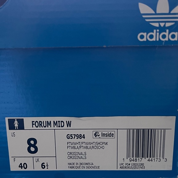 Adidas Women’s Forum Mid Cloud Cloud White/Shock Pink G57984 Size8 NWT *NEW* - Picture 5 of 5